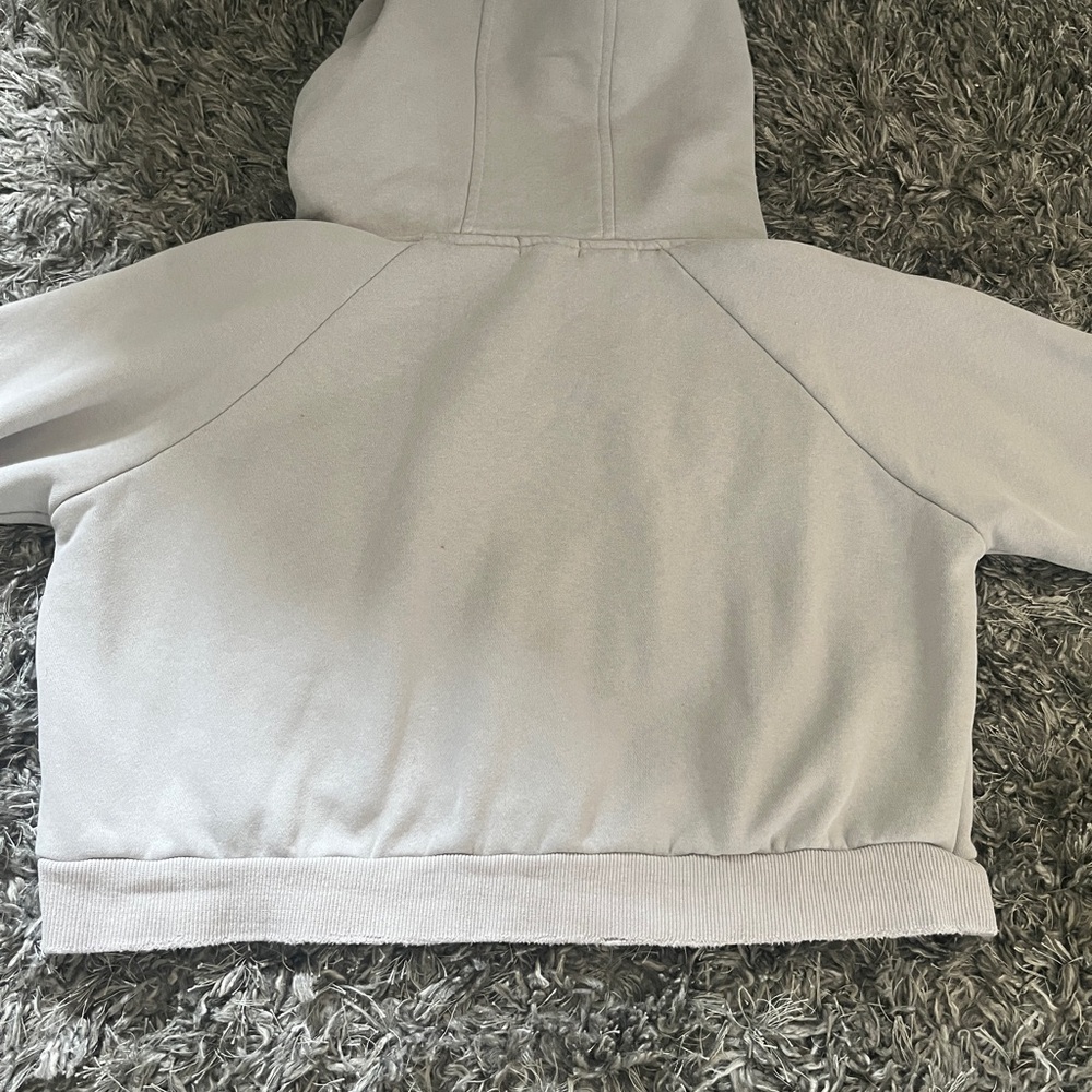 Gray Cropped Distressed Hoodie - Picture 5 of 12